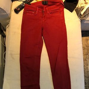 Vince red skinny jeans